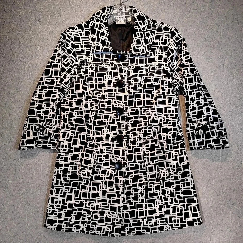 Cleo Petites Black & White Geometric Design Blazer  NWOT in Size Small